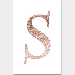 S rose gold glitter monogram letter Posters and Art